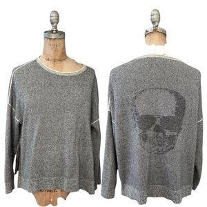 Skull Cashmere Gray sweater Cashmere Blend Side Zippers At Hips XS Oversized Fit